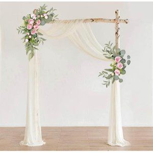 2 Piece | Pink Peony & Rose Blush Arch Flowers Swags Willow Eucalyptus Wedding